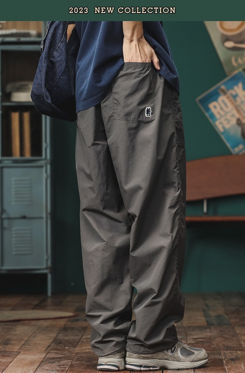 Trendige Cargohose im japanischen Stil für Herren mit weitem Bein, locker geschnitten, gerader Schnitt, lässig, für Herbst, Outdoor, schnelltrocknend, Sporthose im Retro-Look._voghion.com