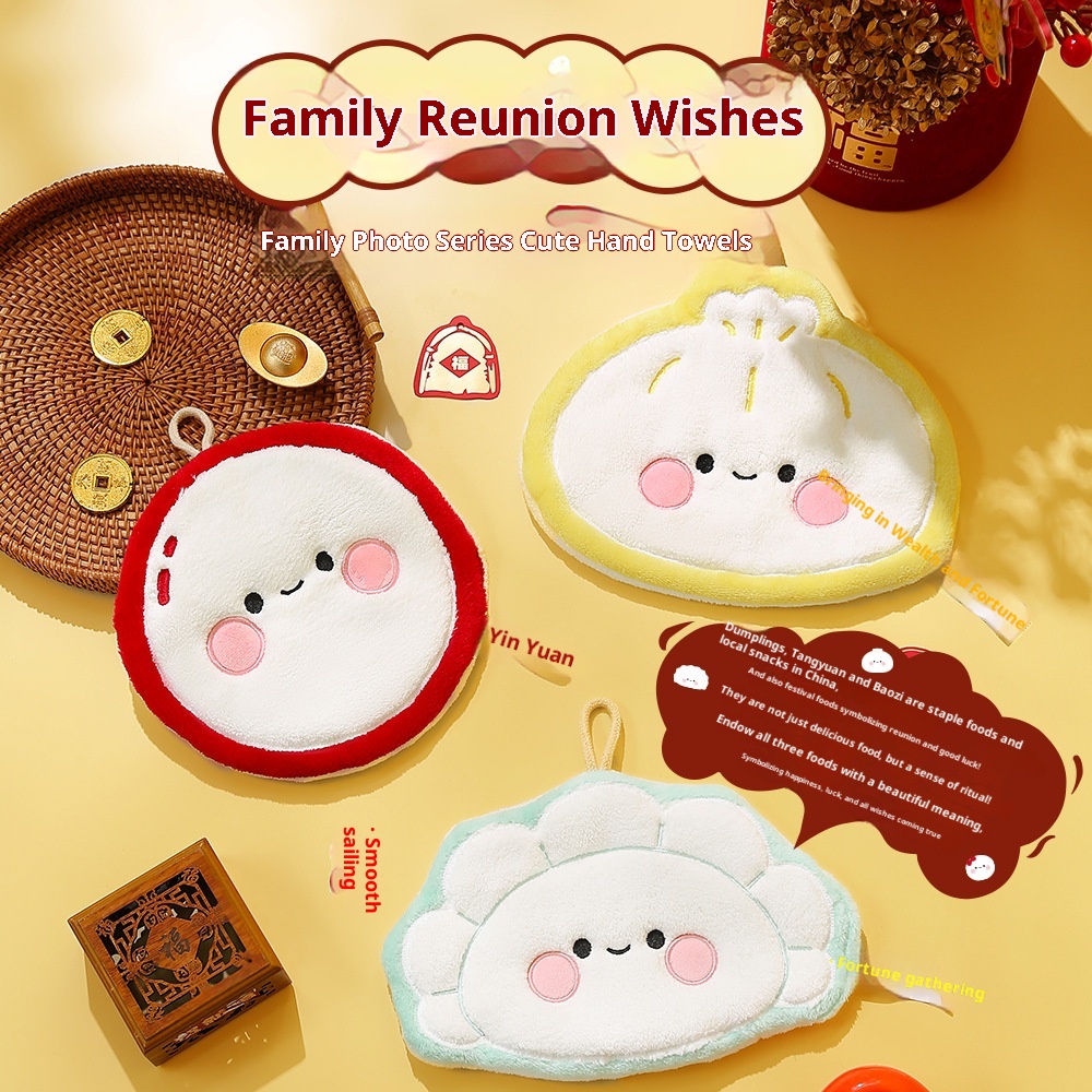 Lillian Family Portrait Reunion Coral Fleece Hand Festive Gift Kitchen Hanging Dual-use Square Towel Absorbent_voghion.com