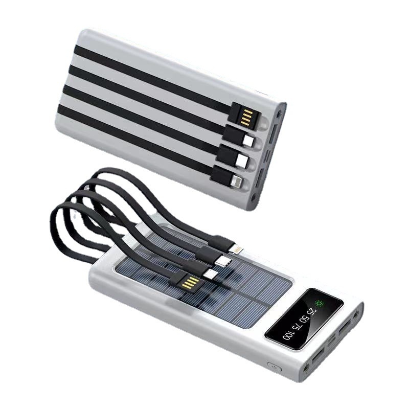 techglobe Cross-border Detachable Built-in Cable Solar Bank 20000mAh Gift Printed Mobile Power Supply_voghion.com