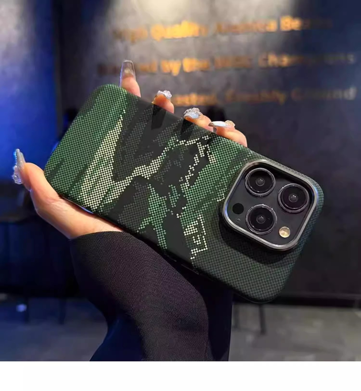 Custodia per telefono TechGlobe compatibile con iPhone 16 Pro Max, magnetica, in fibra di carbonio e Kevlar, copertura completa, antiurto, 15_voghion.com