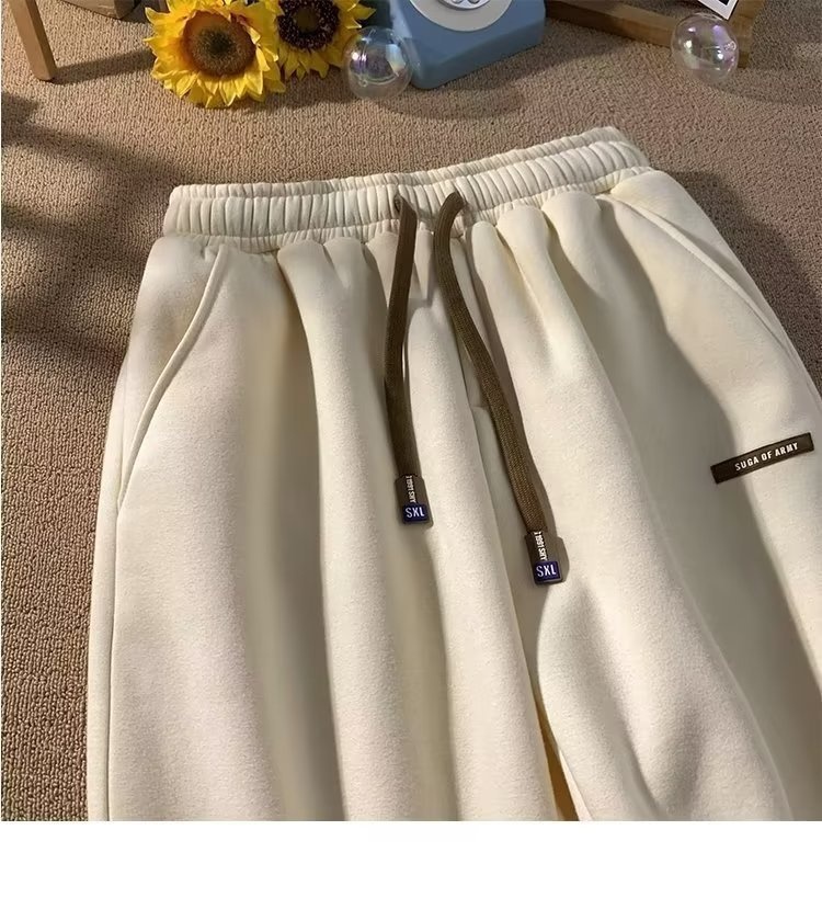 Pantaloni invernali in pile da uomo, pantaloni della tuta spessi e caldi, marchio di alta moda, vestibilità ampia, stile jogger, casual_voghion.com