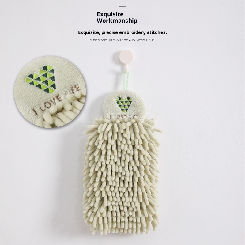 Toalla de chenilla Lillian, gruesa, de secado rápido, para colgar, ideal para cocina, baño e inodoro. Absorbente, bordada. ¡Compra ahora!_voghion.com