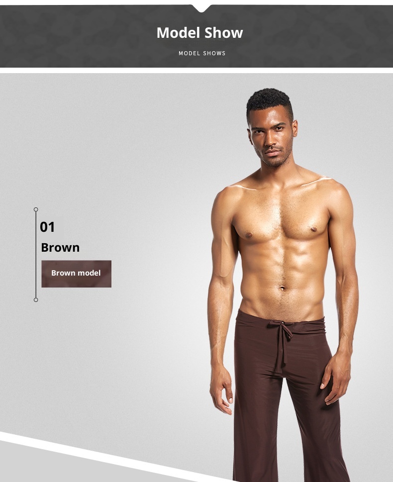 Pantalon long droit pour homme, en tissu de soie glacée, style yoga, exclusif à la frontière, PS504_voghion.com