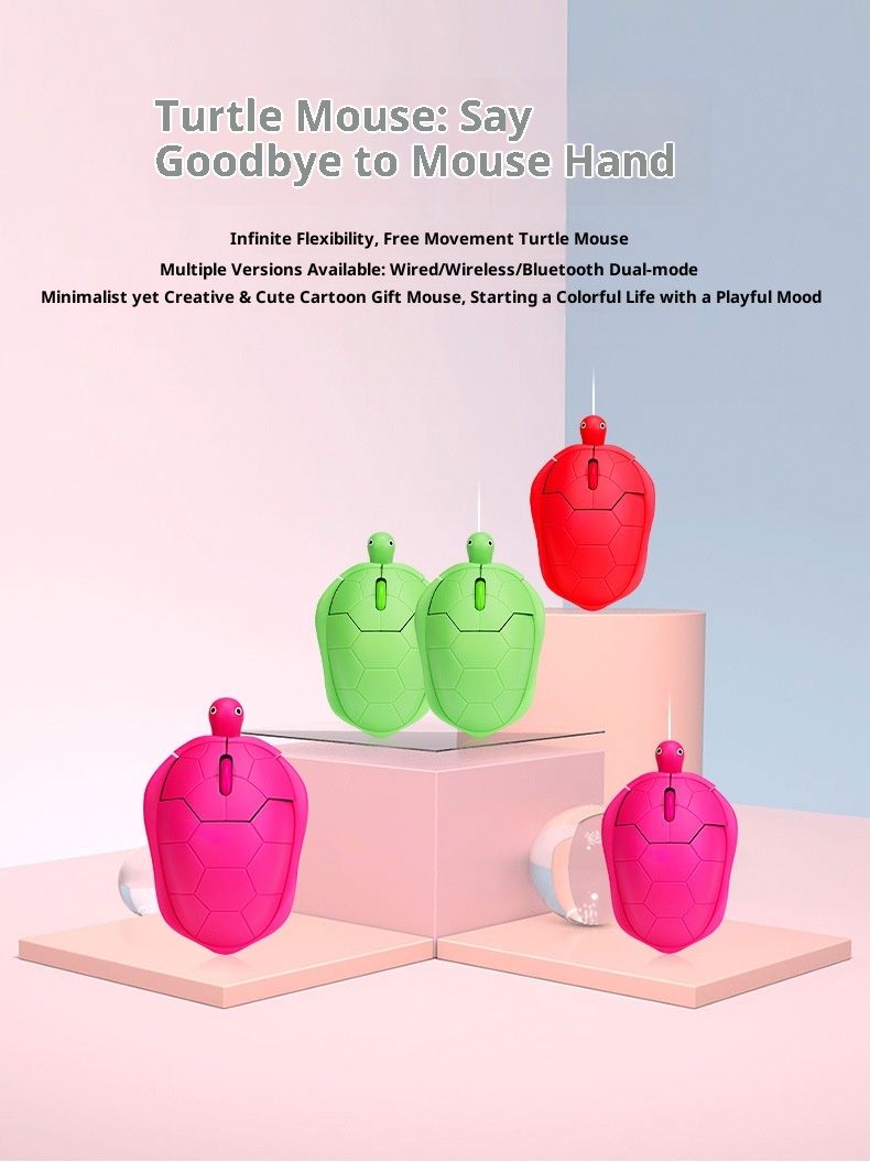 Techglobe Wired Animal Rose Gold Mouse, Wireless Green Turtle Mouse_voghion.com