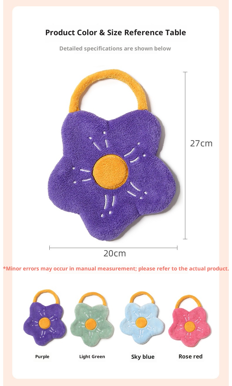 Lillian Hängendes Korallenvlies Kreatives Blumen-Cartoon-Handtuch für Erwachsene, Küche, Bad, Großhandel_voghion.com