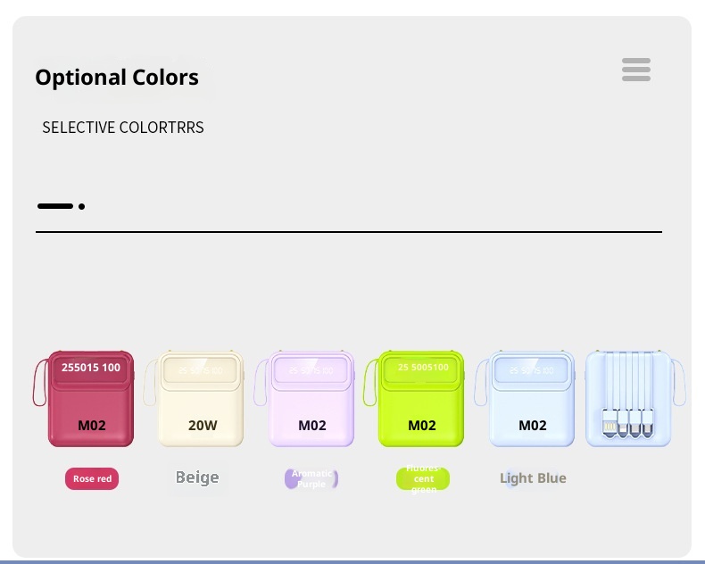 techglobe Mini-Schnellladefunktion mit integriertem Kabel, 20000mAh Powerbank, individuell anpassbar, Großhandelsgeschenk, tragbarer Akku mit großer Kapazität_voghion.com