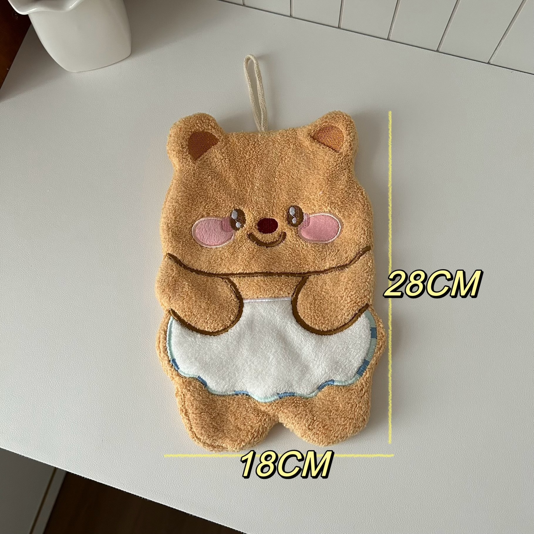 Lillian Butter Bear Cartoon Cute Hanging Super Absorbent Hand Thickened Small Square Towel Bathroom_voghion.com
