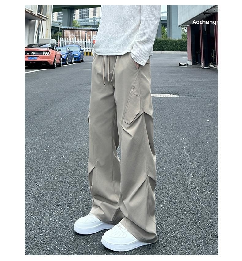 Pantaloni cargo da uomo in stile americano, autunno inverno, lavati, casual, dritti, alla moda, da paracadutista all'aperto, 2025_voghion.com