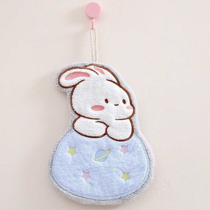 Lillian Star Moon Bunny Hanging Small Absorbent Rabbit Children's Cartoon Hand Towel_voghion.com