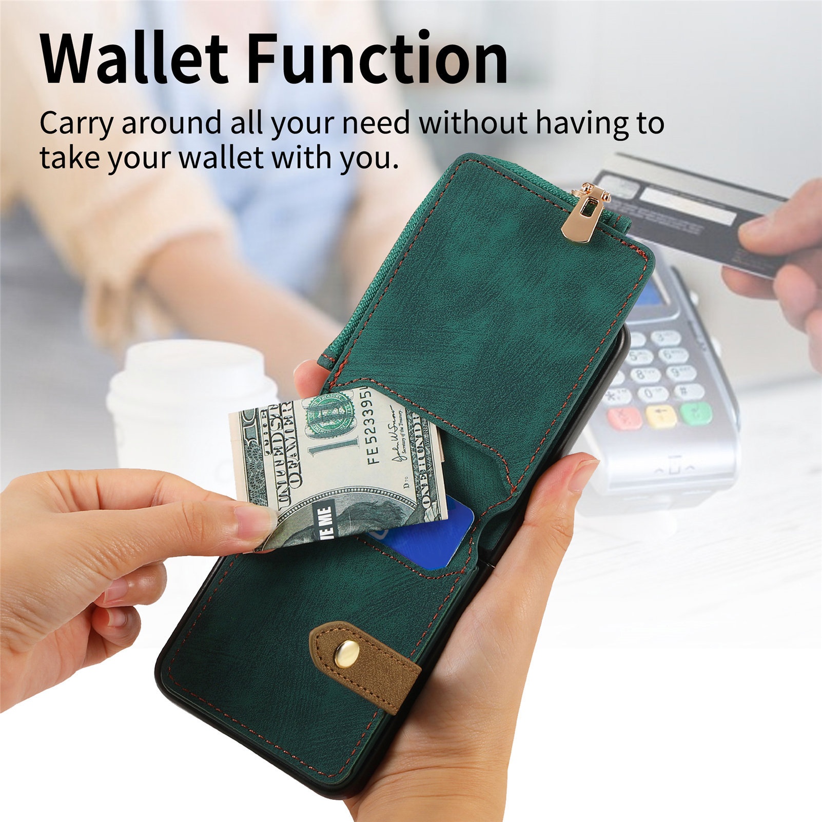 TechGlobe Cross-Border kompatible Moto Ultra Leder-Handyhülle mit mehreren Kartenfächern, Ring, PU-Kartenhalter, faltbar, Razr 60_voghion.com