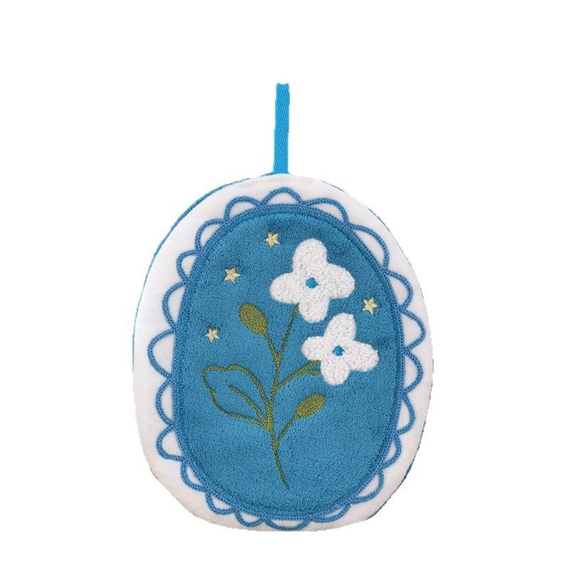 Lillian Wholesale Household Embroidered Flower Cartoon Hand Absorbent Handkerchief Bathroom Hanging Towel_voghion.com