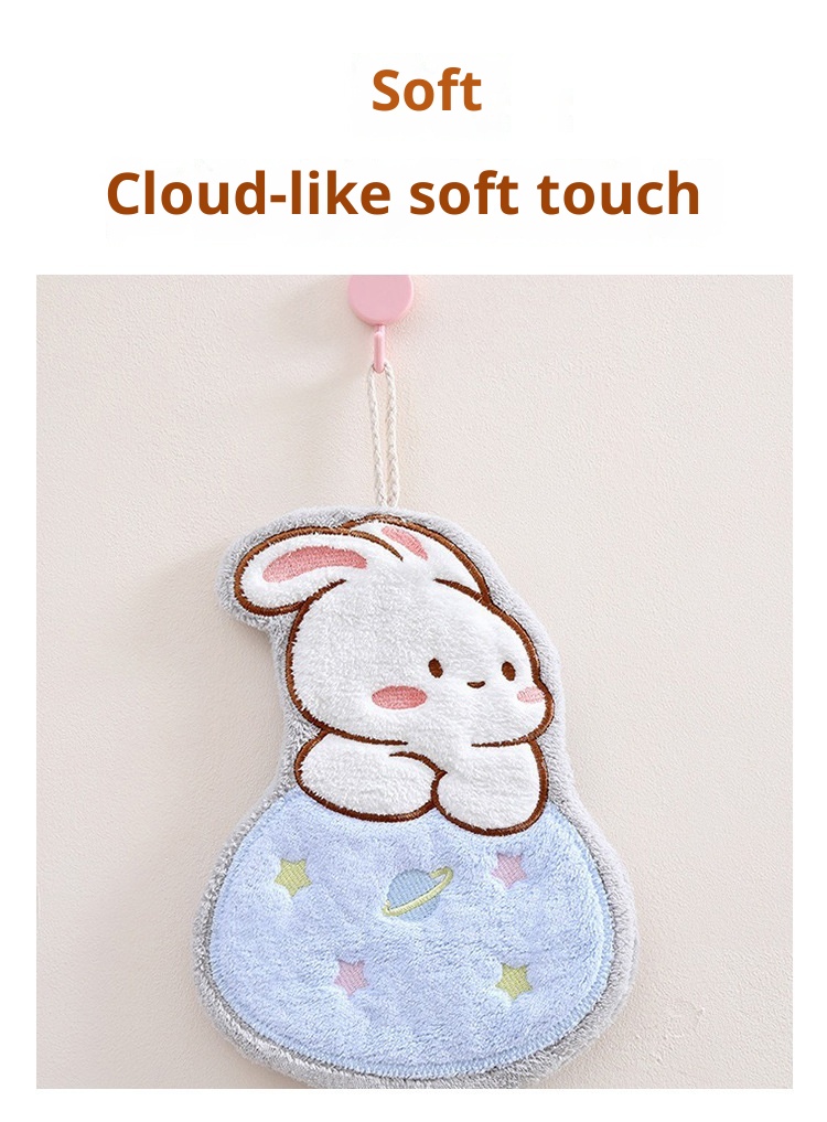 Lillian Star Moon Bunny Hanging Small Absorbent Rabbit Children's Cartoon Hand Towel_voghion.com
