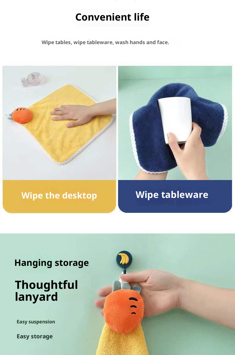 Lillian Hängendes Cartoon-Handtuch aus Korallenfleece, dick, saugfähig, geruchsneutral, Handtuch, Geschenk_voghion.com