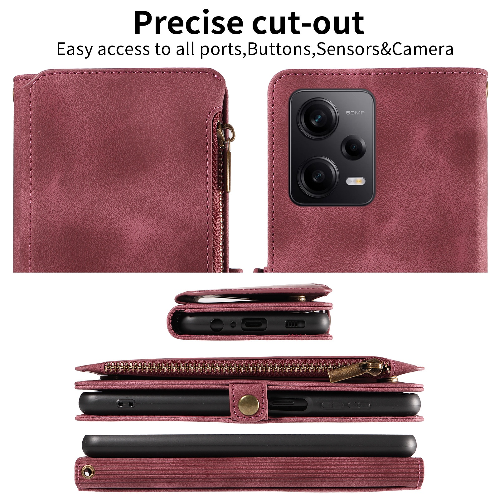 Funda protectora con tapa tipo monedero para Xiaomi 14, compatible con Note 13 Pro, Redmi 12, cuero retro_voghion.com