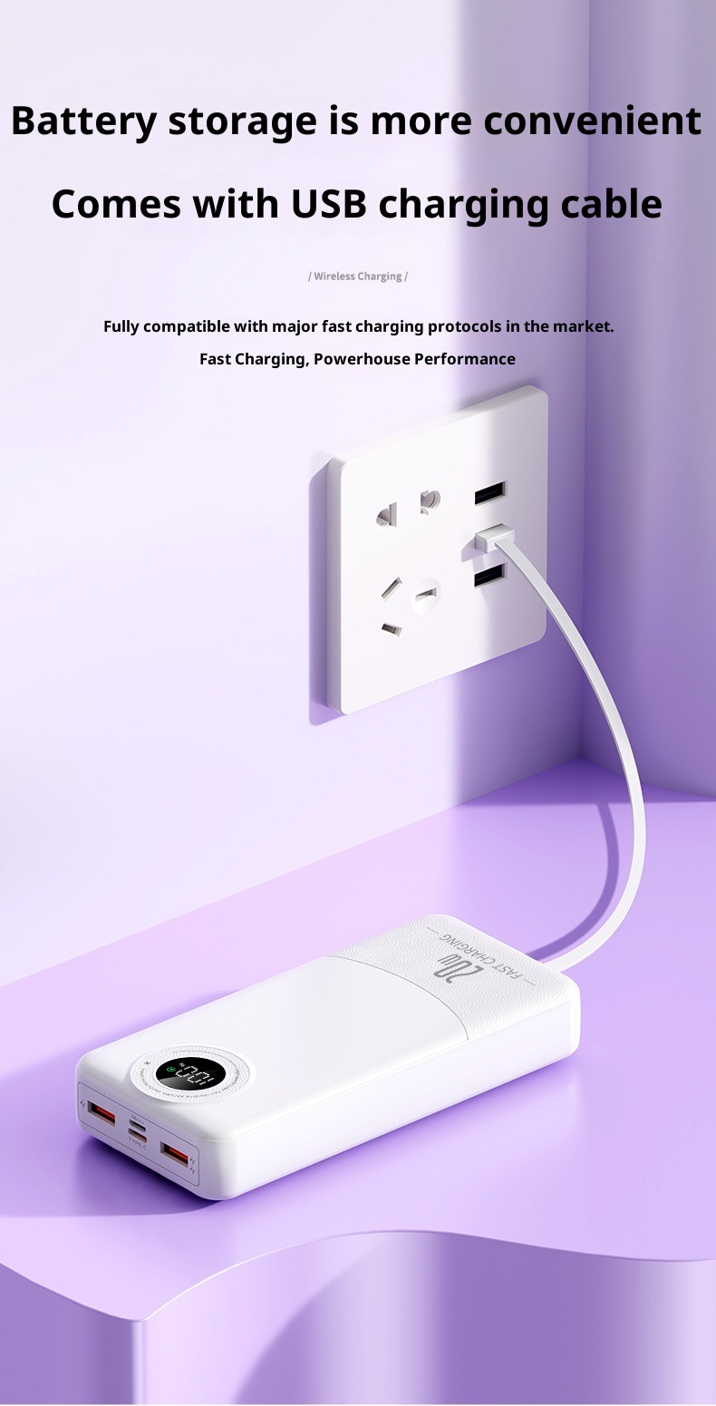 techglobe Super Fast Charging Bank With Four Cables 2000mAh Large Capacity PD 20W Custom Gift Mobile Power Supply_voghion.com