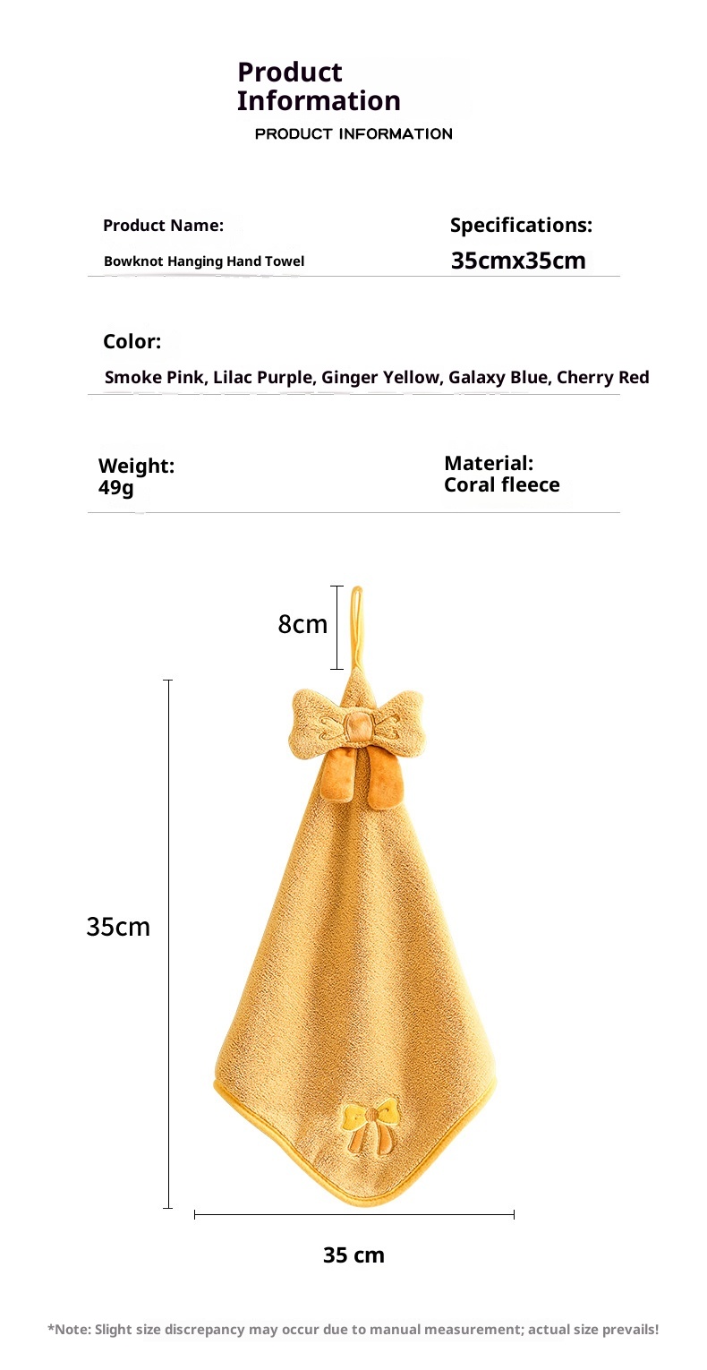 Lillian Asılı Fiyonklu Sevimli Karikatür Mercan Polar Kumaş Mutfak Banyo Emici El Havlusu_voghion.com