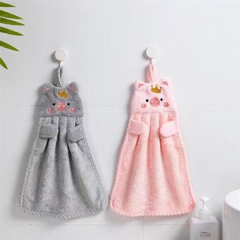 Paño de baño colgante Lillian Home, bonito, con diseño de dibujos animados, toalla para secarse las manos, absorbente y de secado rápido._voghion.com