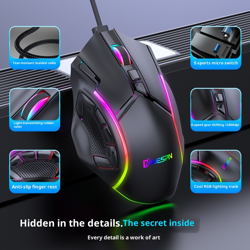 Techglobe Full-Speed 12800DPI 12-Button Macro Definition Wired RGB Gaming Mouse Wholesale Starting From One Piece Computer_voghion.com