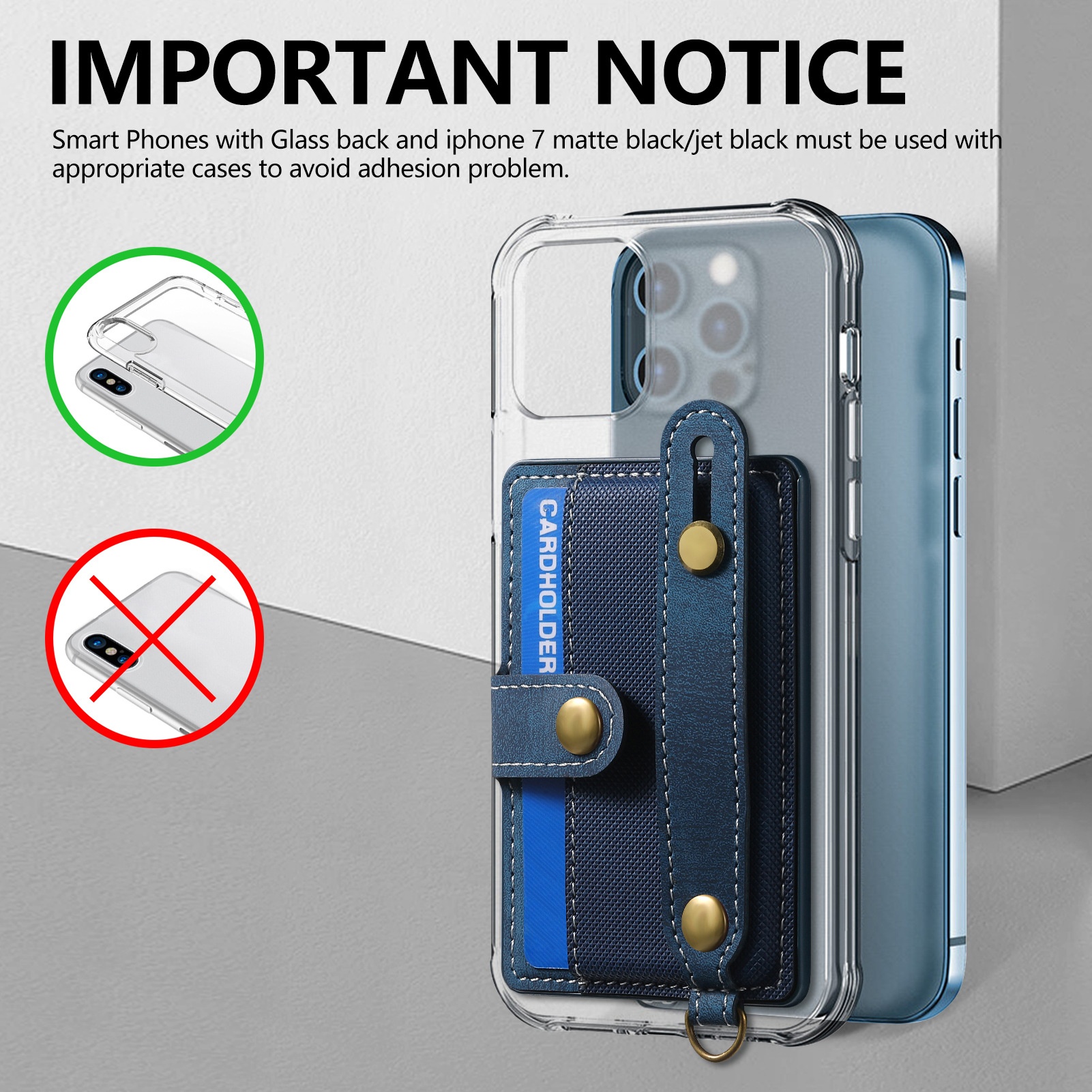 TechGlobe Multifunktionale Halterung mit 3M-Kleberückseite, Handgelenkschlaufe, Kartenfach, Münzclip, Ständer, Handytasche aus PU-Leder_voghion.com