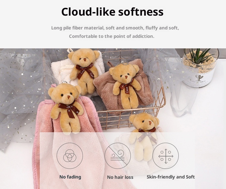 Lillian Cartoon Animal Hand Coral Fleece Bear Gift Bathroom Hanging Absorbent Towel Dropshipping_voghion.com
