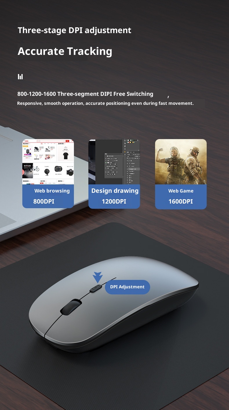 Techglobe Bluetooth adatto per iPad, tablet, Huawei, telefono cellulare, laptop, ufficio, mouse wireless silenzioso_voghion.com