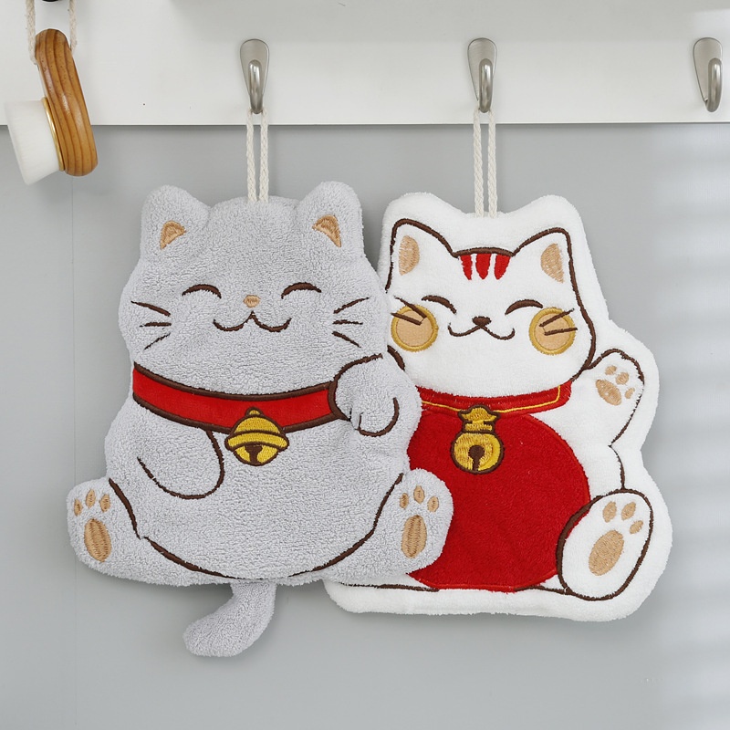 Lillian Fortune Katzen-Korallenfleece Küchen- und Badezimmer-Hängetuch Großhandel Niedliches Kinderhandtuch_voghion.com