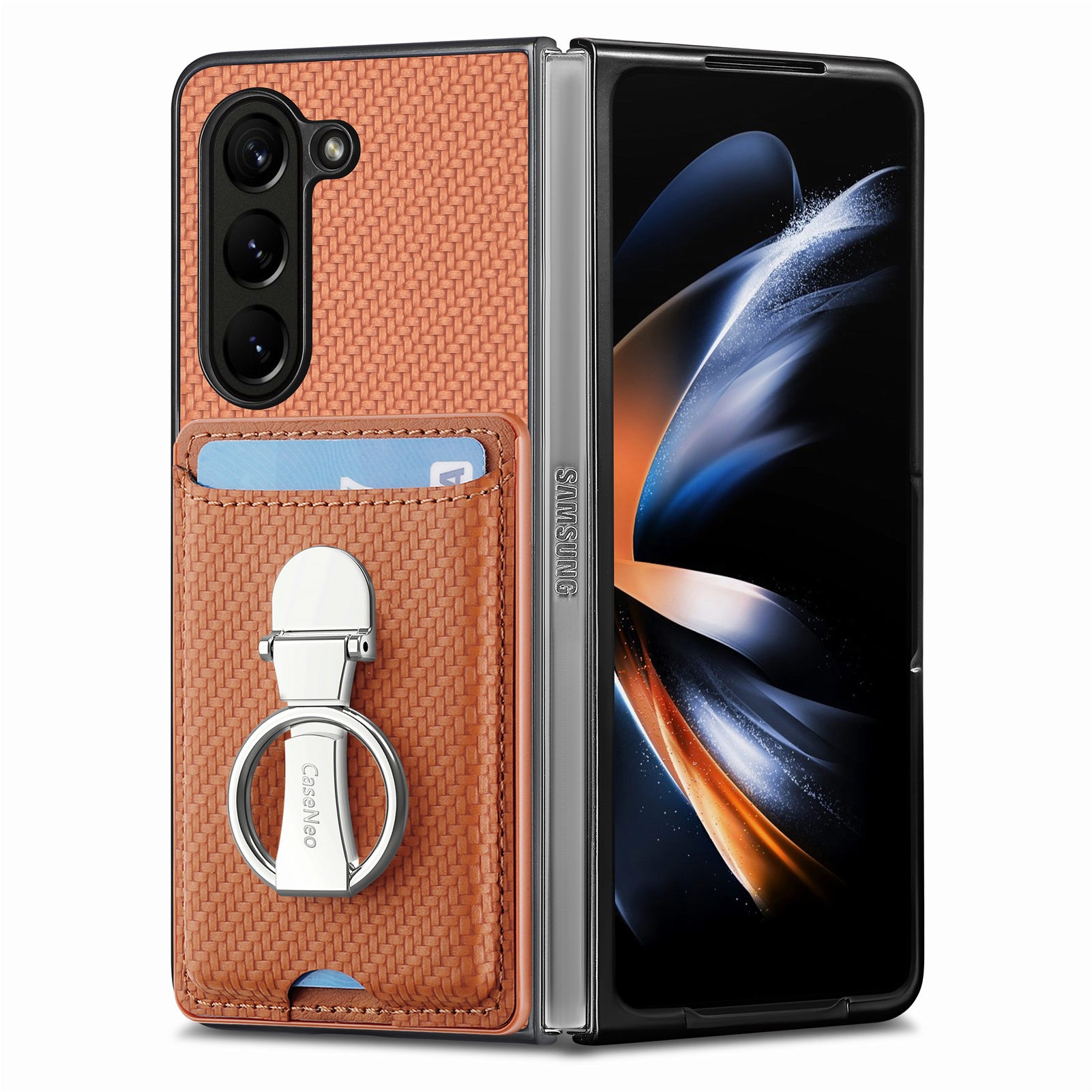 TechGlobe Compatible With Japan And Korea Sam Samsung ZFold7 Multifunctional Ring Stand Card Holder Phone Case 360°Rotating_voghion.com