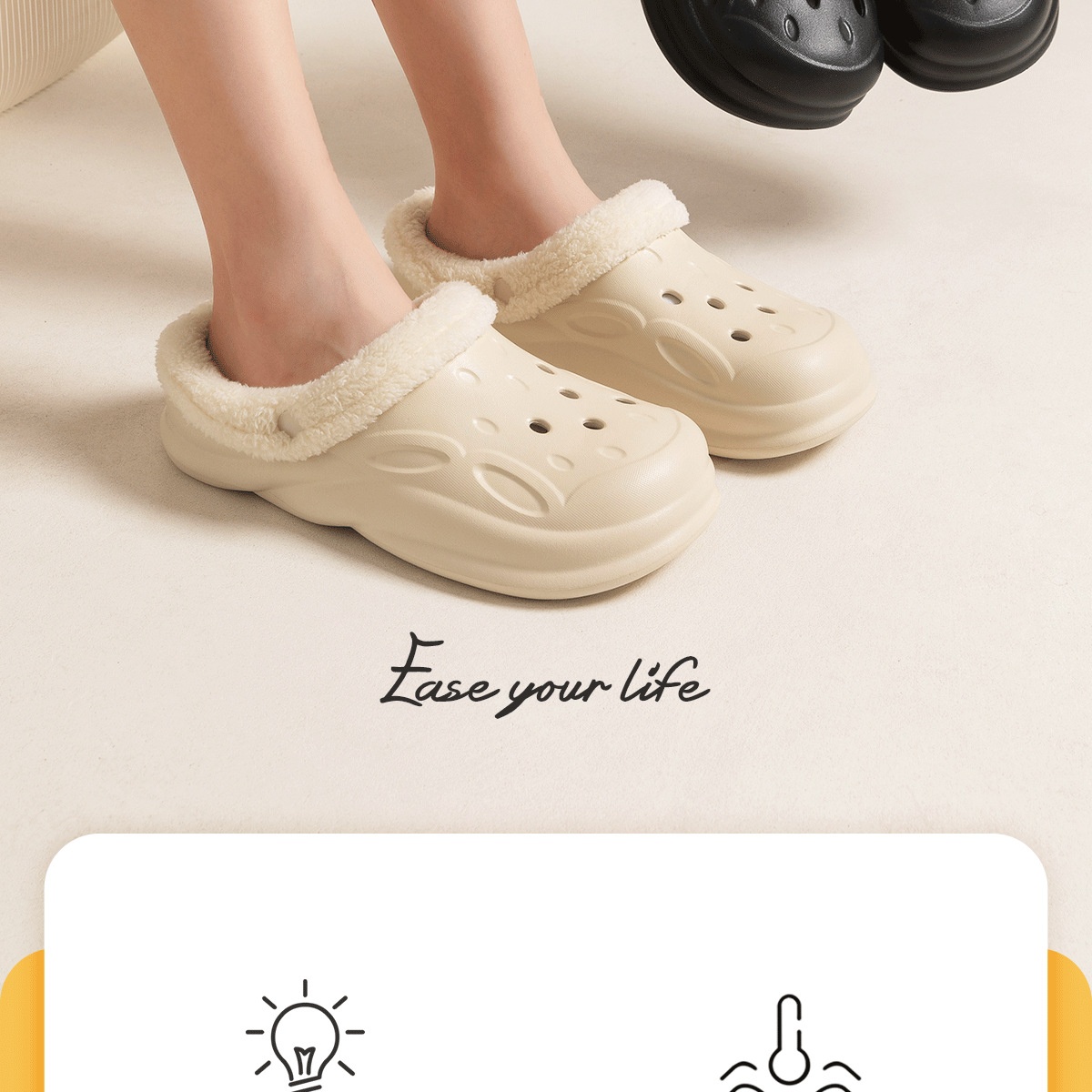 Zees Herren-Clogs mit Fleece-Futter für Paare, 2025 Neu Winter Indoo Rutschfeste, warme Baumwoll-Slipper mit dicker Sohle für Damen und Outdoor_voghion.com