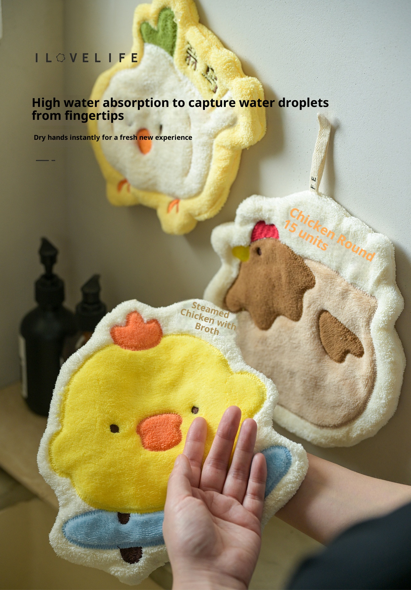 Lillian Custom Cute Pet Hand Hanging Chenille Kitchen Bathroom Coral Fleece Absorbent Cartoon Towel_voghion.com