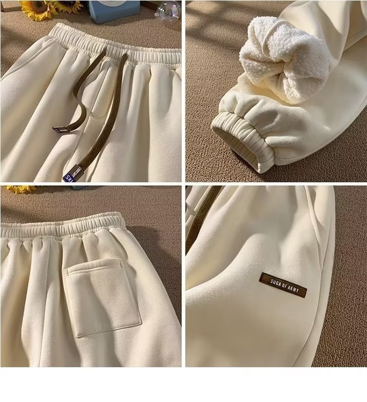 Pantaloni invernali in pile da uomo, pantaloni della tuta spessi e caldi, marchio di alta moda, vestibilità ampia, stile jogger, casual_voghion.com