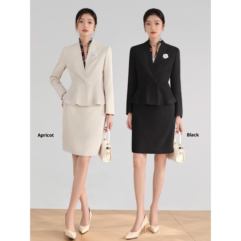 Mädchen-Kostümset für Damen, professionelle Frühlings- und Herbstkleidung, elegantes Rockset im Göttinnenstil, ideal für den Empfangsbereich eines Schönheitssalons_voghion.com