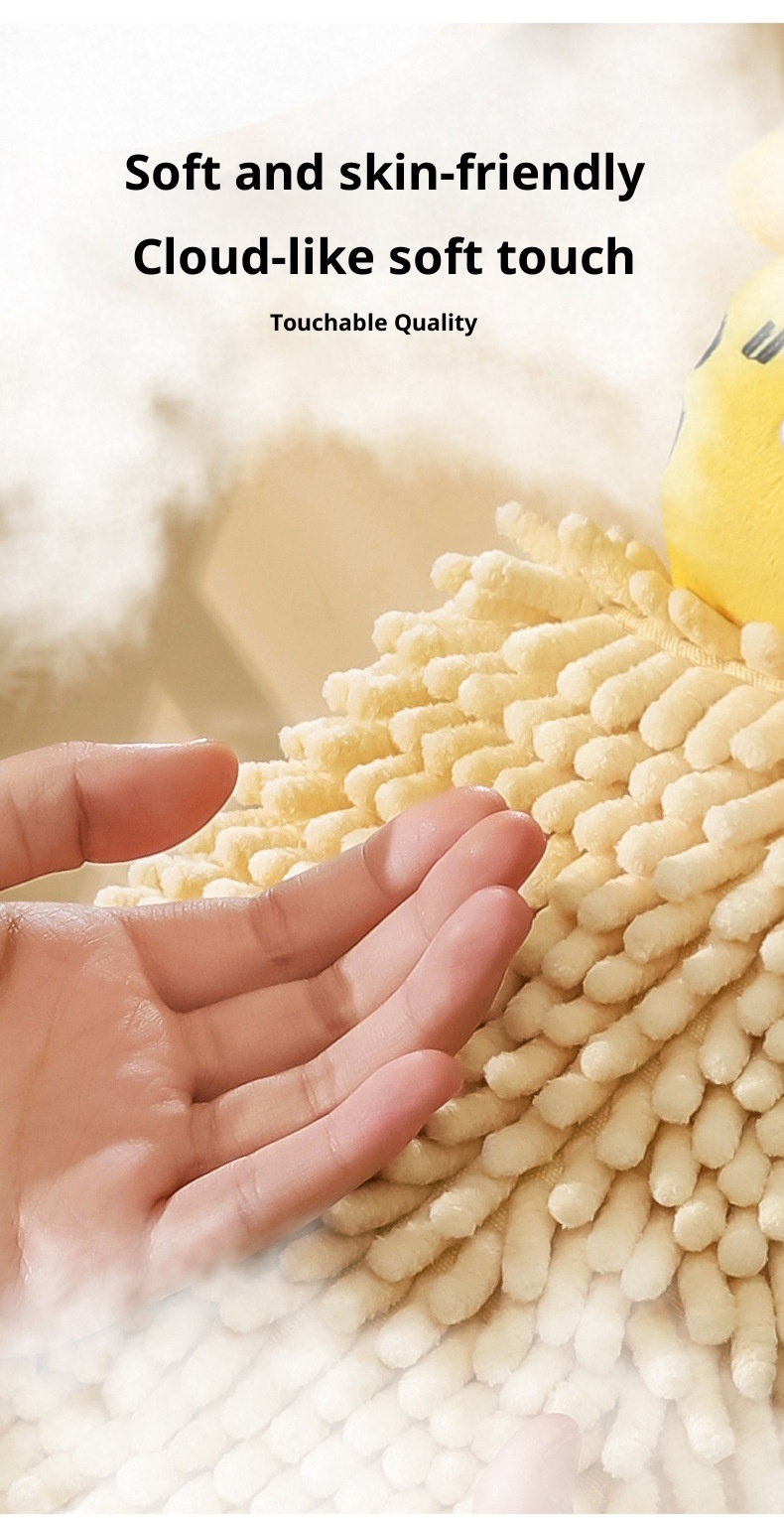 Lillian Cute Cartoon Chenille Ball Kitchen Bathroom Hanging Hand Absorbent Towel Thickened_voghion.com