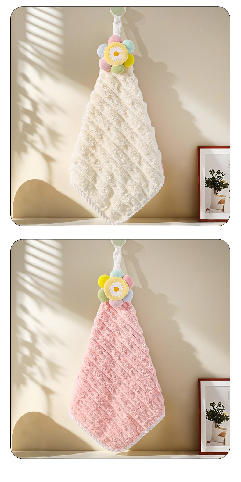 Lillian New Coral Fleece For Home Kitchen Bathroom Hanging Absorbent Hand Square Wash Towel_voghion.com