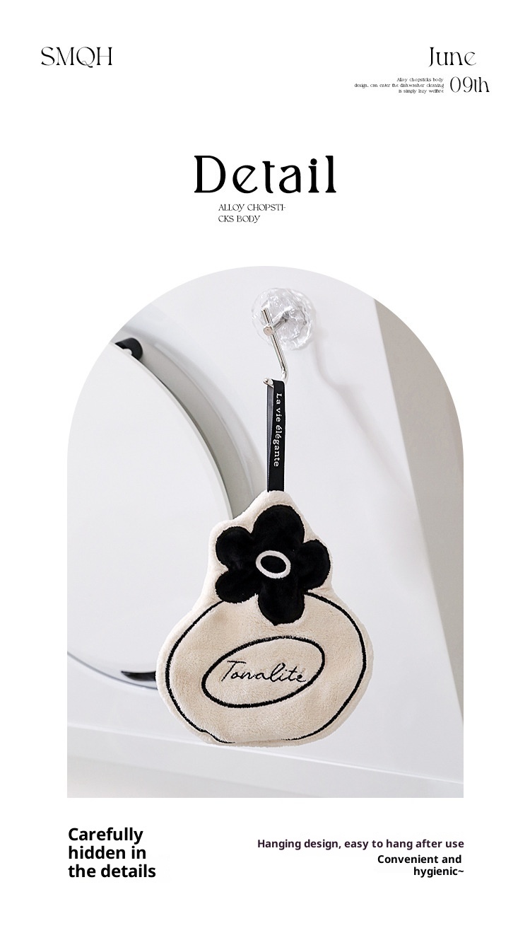 Lillian Original New Modern Simple Kitchen Bathroom White Absorbent Easy-to-Clean Soft Hangable Household Hand Towel_voghion.com