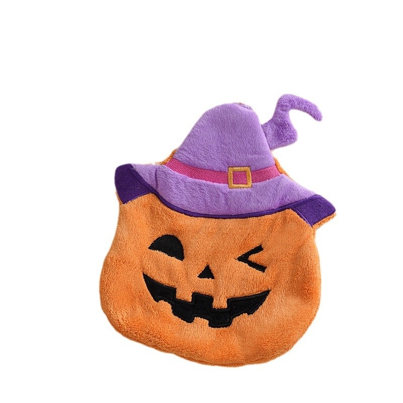 Lillian Cross-Border Halloween Cute Pumpkin Coral Fleece Hand Towel Hanging Kitchen Absorbent Quick-Dry Children's Gift_voghion.com