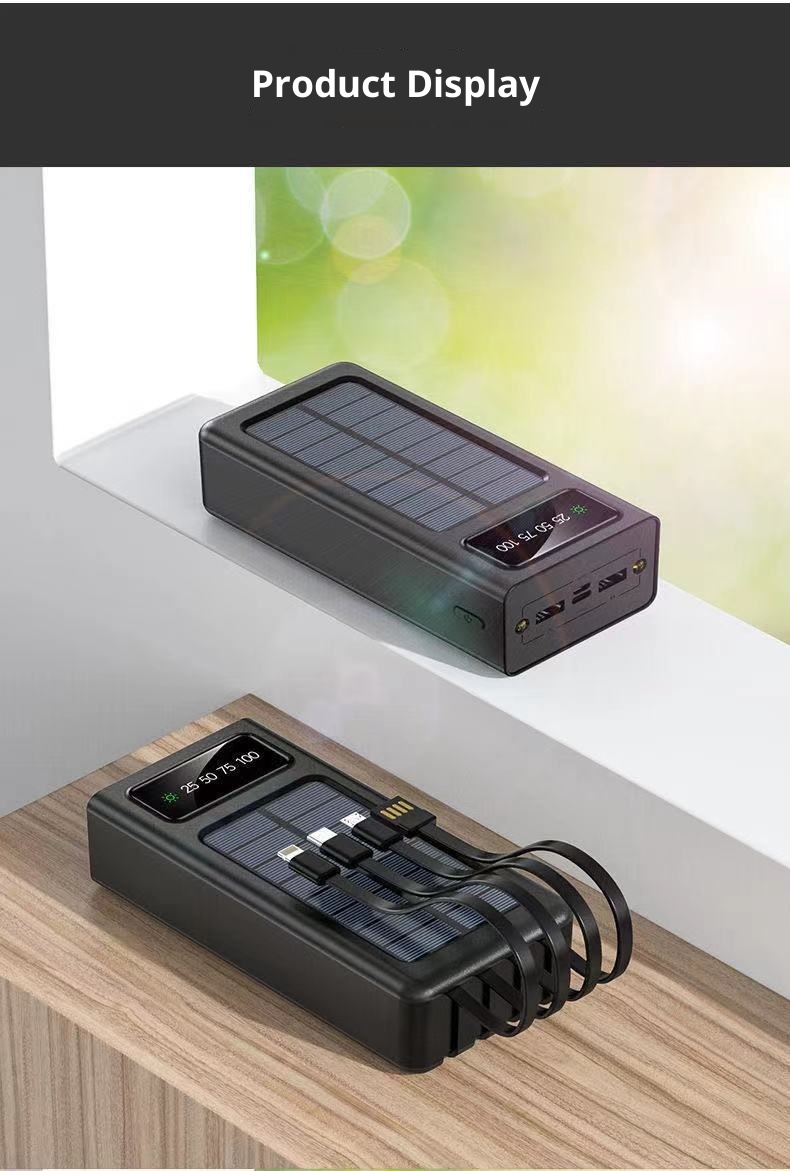techglobe Cross-border Detachable Built-in Cable Solar Bank 20000mAh Gift Printed Mobile Power Supply_voghion.com