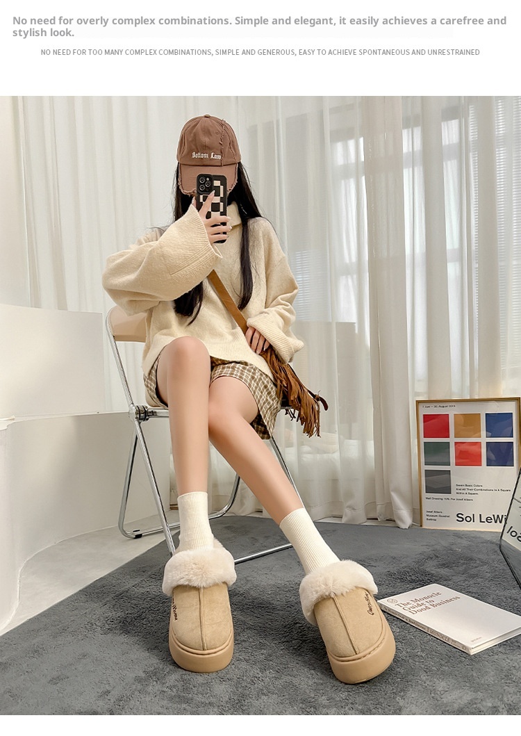 Zees Women's Cotton Autumn 2025 New Simple Fashion Indoor Home Non-Slip Furry Slippers Men Winter_voghion.com