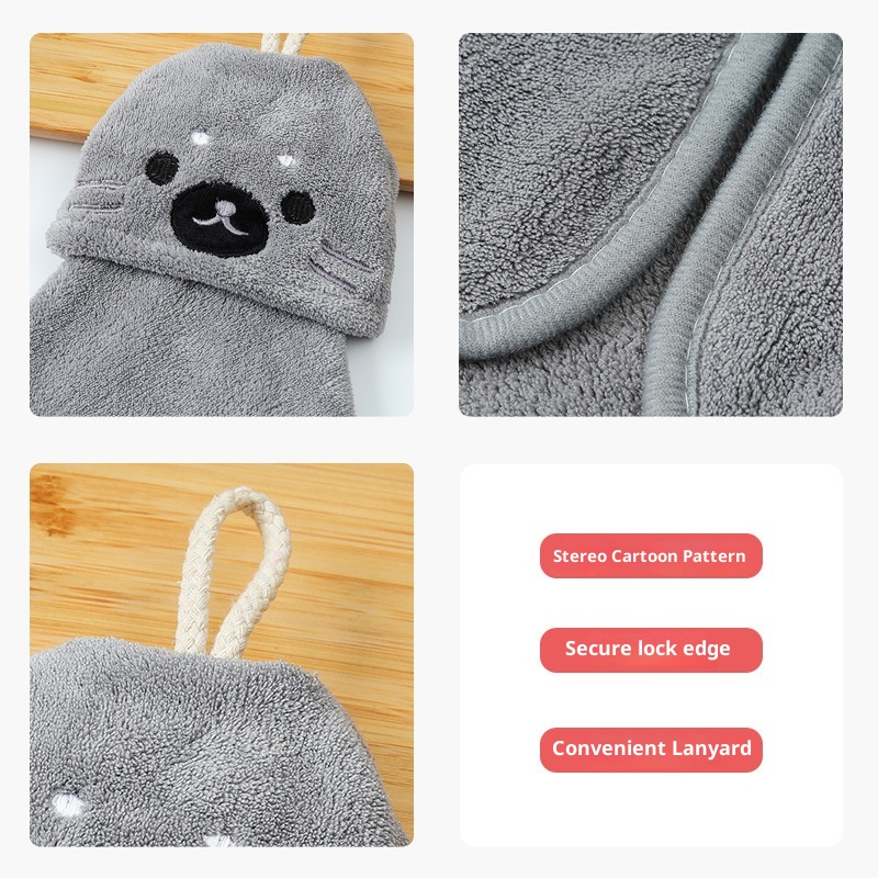 Lillian Thickened Hanging For Kitchen And Bathroom, Absorbent Quick-Dry Soft Coral Fleece Hand Towel_voghion.com