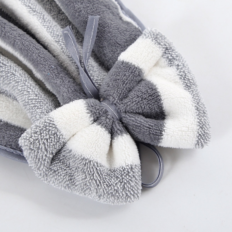 Lillian Coral Fleece Wide Ribbon Bow Kitchen Bathroom Hand Soft Absorbent Hanging Towel Cloth_voghion.com