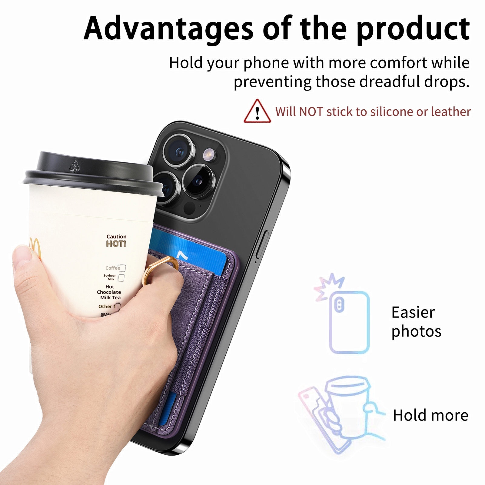 TechGlobe New Magnetic Wallet Coin Clip PU Leather Back Sticker Card Holder Strong Magnet In Stock_voghion.com