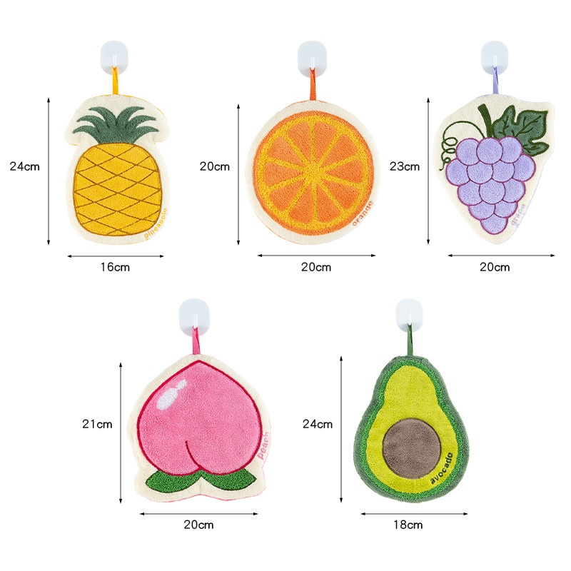 Lillian Cute Fruit Hand Hanging Thickened Absorbent Quick-Dry Bathroom Kitchen Towel Handkerchief Cartoon Children_voghion.com