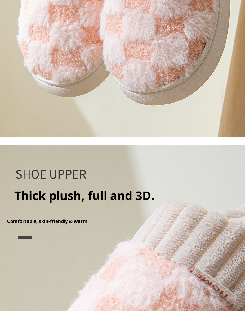 Zees Autumn Thick Sole Plush For Women Indoor Home Simple Warm Lightweight Maternity Winter Cotton Slippers_voghion.com