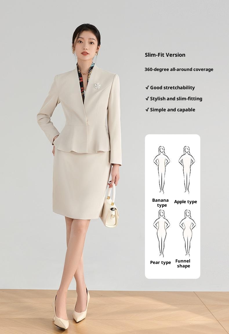 Mädchen-Kostümset für Damen, professionelle Frühlings- und Herbstkleidung, elegantes Rockset im Göttinnenstil, ideal für den Empfangsbereich eines Schönheitssalons_voghion.com