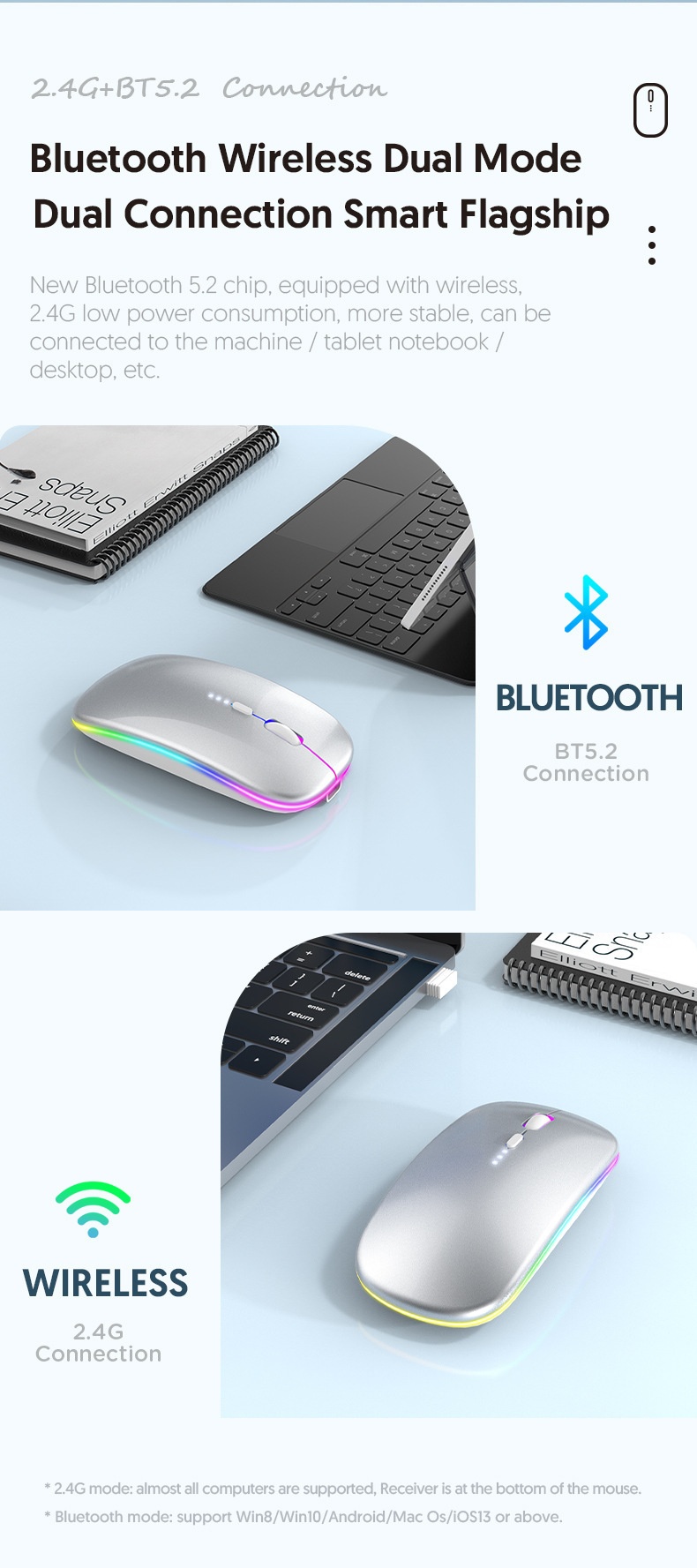 Techglobe Hot-Selling Type-C Charging Silent Bluetooth Dual-Mode Power Display Wireless Mouse Universal For Phones And_voghion.com