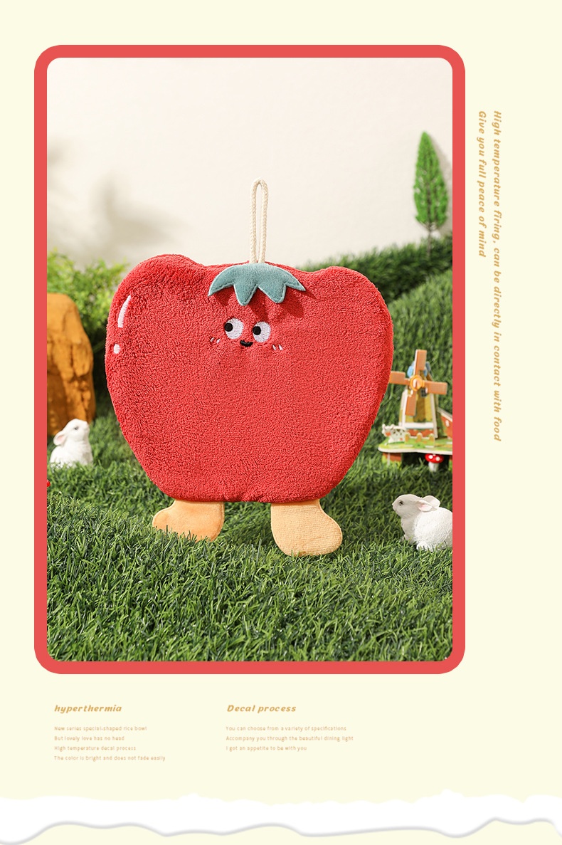 Lillian Cute Cartoon Vegetable Hanging Thickened Coral Fleece Kitchen Bathroom Quick-Dry Hand Towel Handkerchief_voghion.com