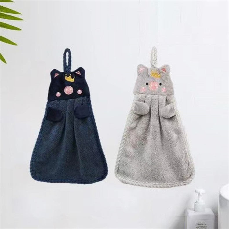 Paño de baño colgante Lillian Home, bonito, con diseño de dibujos animados, toalla para secarse las manos, absorbente y de secado rápido._voghion.com