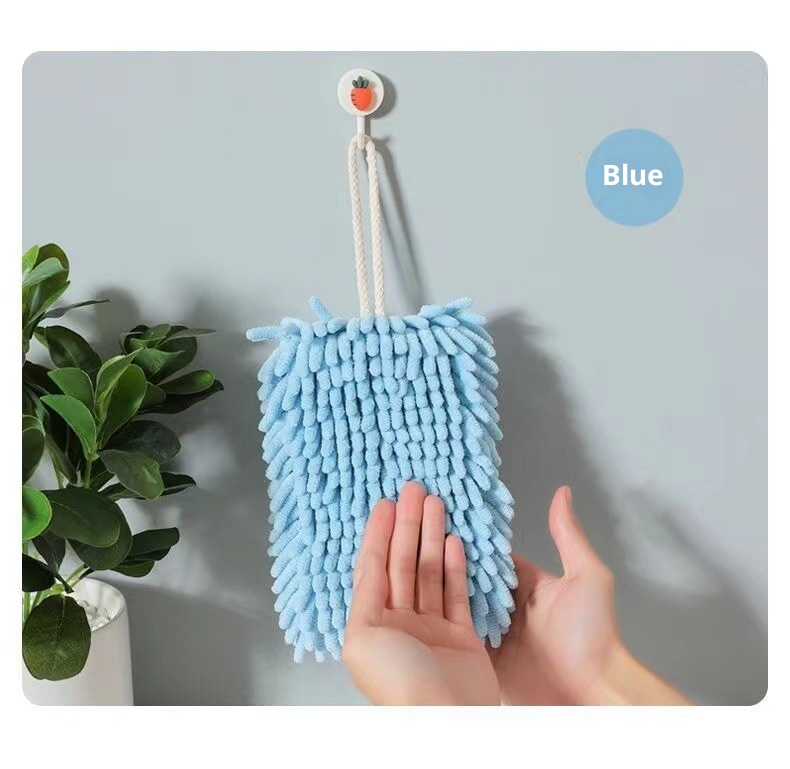 Serviette carrée multifonctionnelle Lillian Chenille à suspendre pour la salle de bain et la cuisine, séchage rapide, épaisse et mignonne, absorbante et idéale pour les enfants_voghion.com