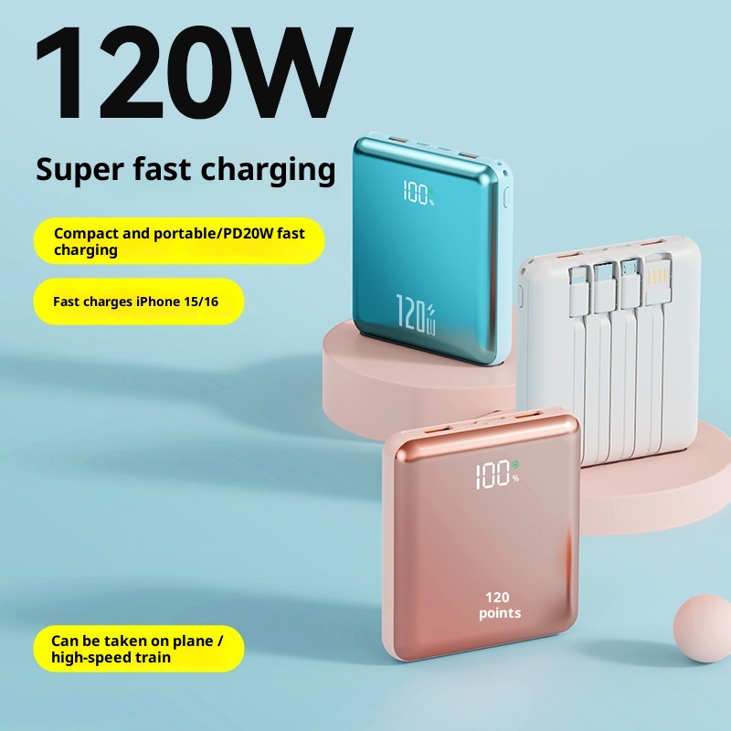 techglobe Cross-border Portable Compact Ultrathin Mini Fast Charging With Integrated Cable 20000mAh Large Capacity Mobile_voghion.com