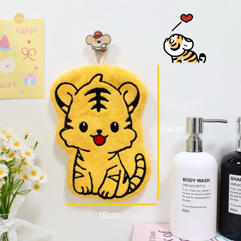 Lillian Puppy Little Tiger Hanging Bathroom Face Wash Small Kitchen Hand Towel Absorbent Quick Dry_voghion.com