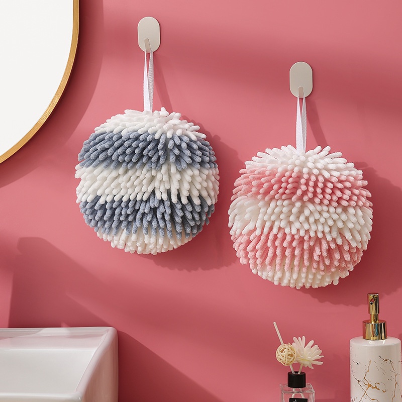 Lillian Rainbow Chenille Ball Hanging Home Kitchen Bathroom Creative Absorbent Cute Soft Hand Towel_voghion.com